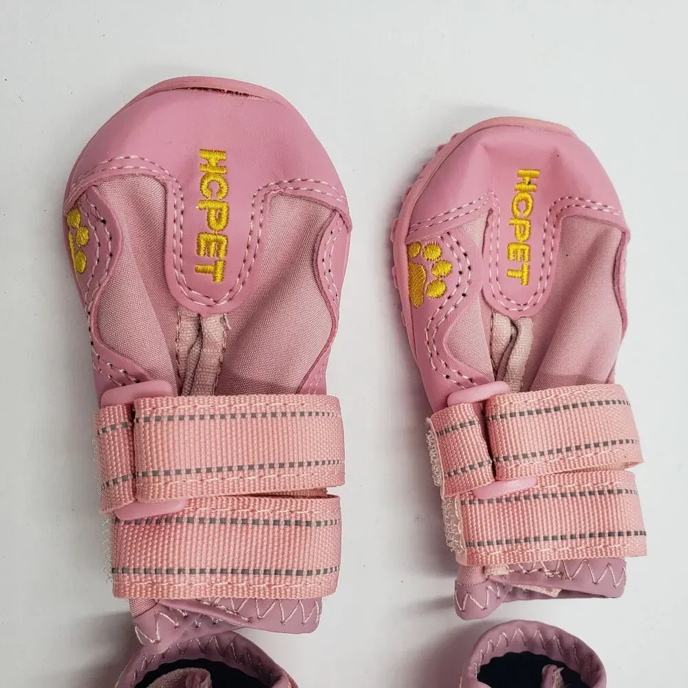HCpet Pink Dog Boots Shoes Paw Protection All Weather Waterproof Booties Size 2